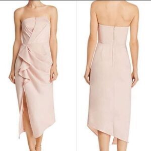 C/Meo Collective‎ Midi Wrap Dress Women's Large Pink Ruffle Sleeveless Stretch